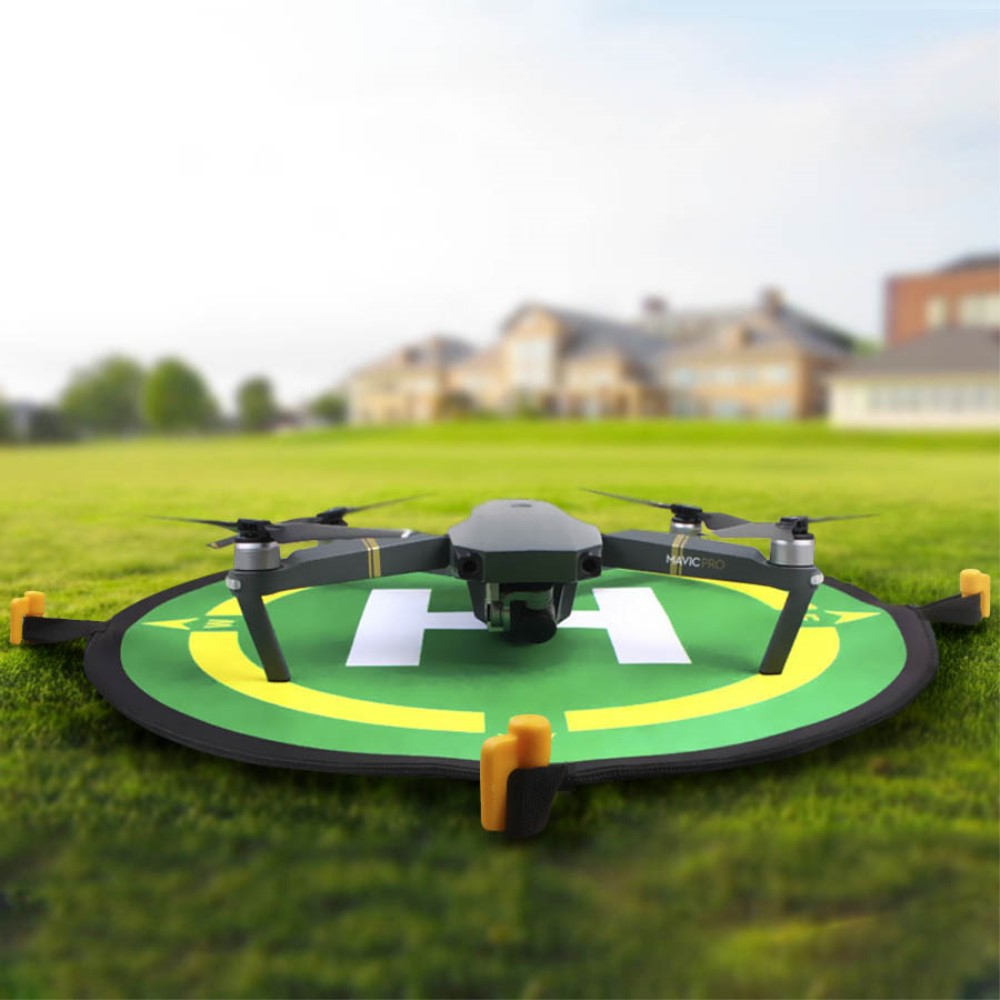 (Ø49cm) Faltbarer Drohnen Landeplatz Flug Spielzeug Landing Pad mit Reflektoren / Tragetasche - Grün