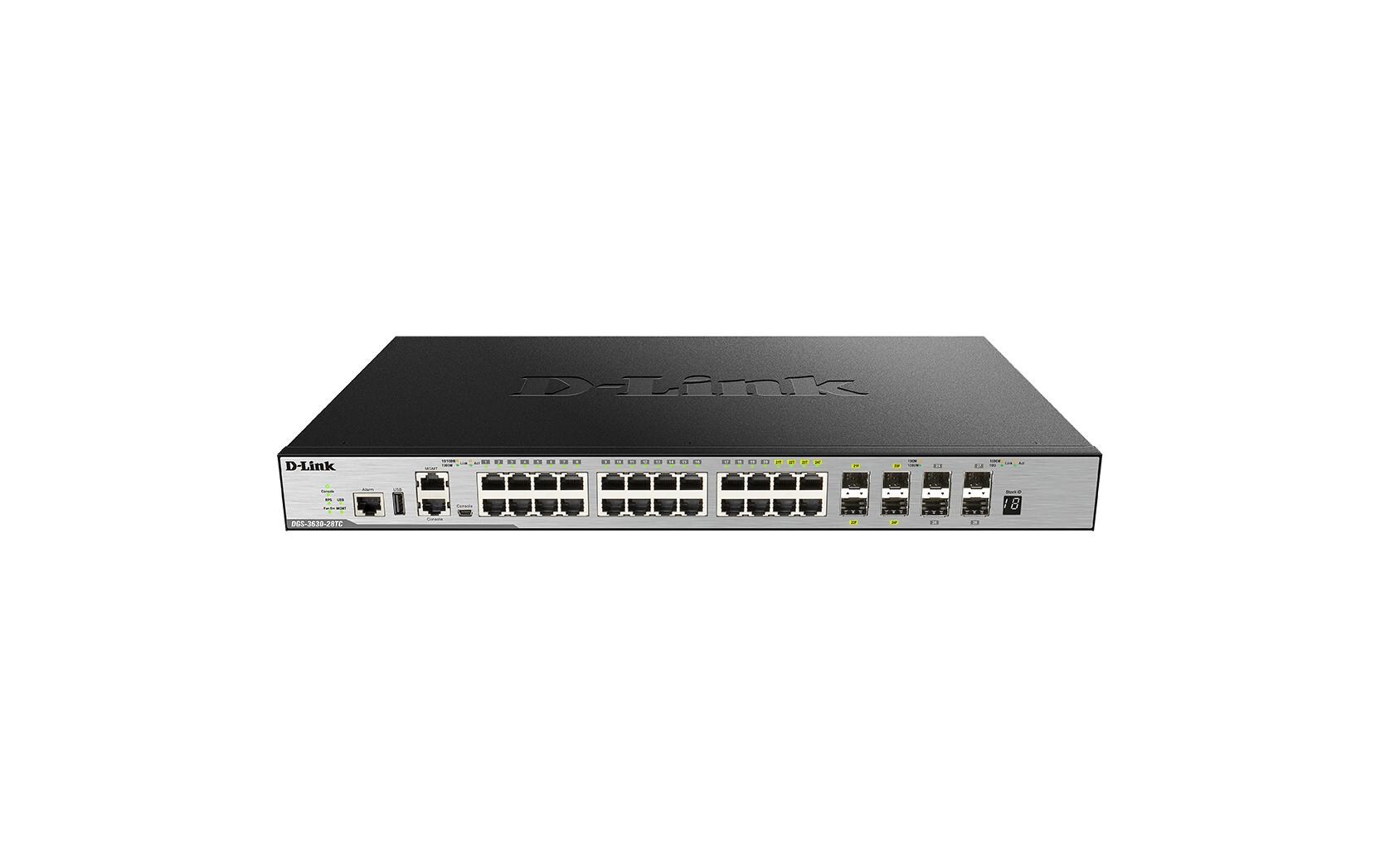 Switch DGS-3630-28TC/SI/E 28 Port<br>Gigabit L3 Stackable Managed Switch – DGS-3630 Serie