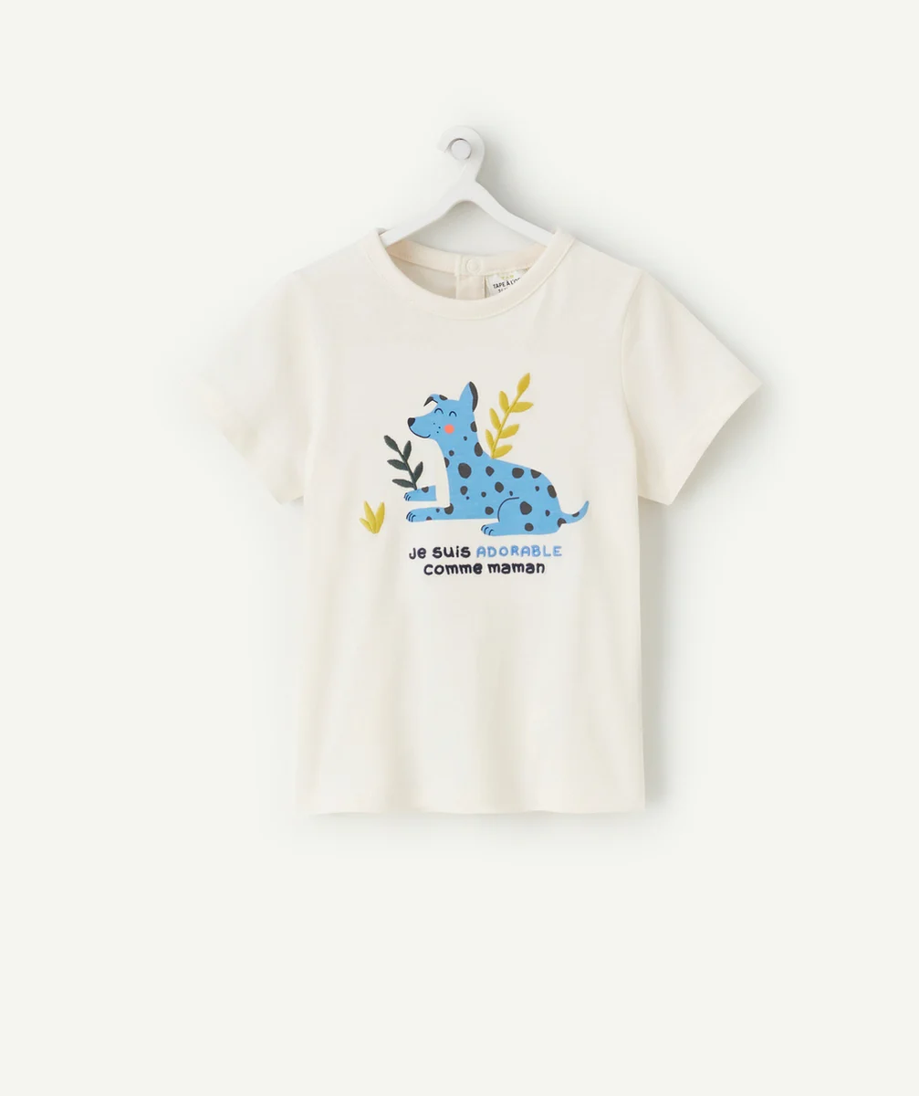 T-SHIRT BÉBÉ GARÇON EN COTON BIO AVEC CHIEN BLEU