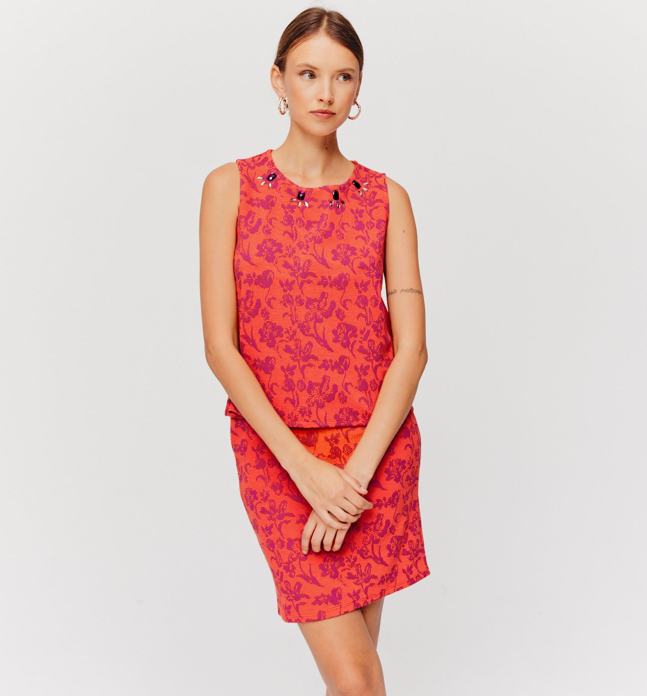 Débardeur en jersey jacquard - Imprimé rose