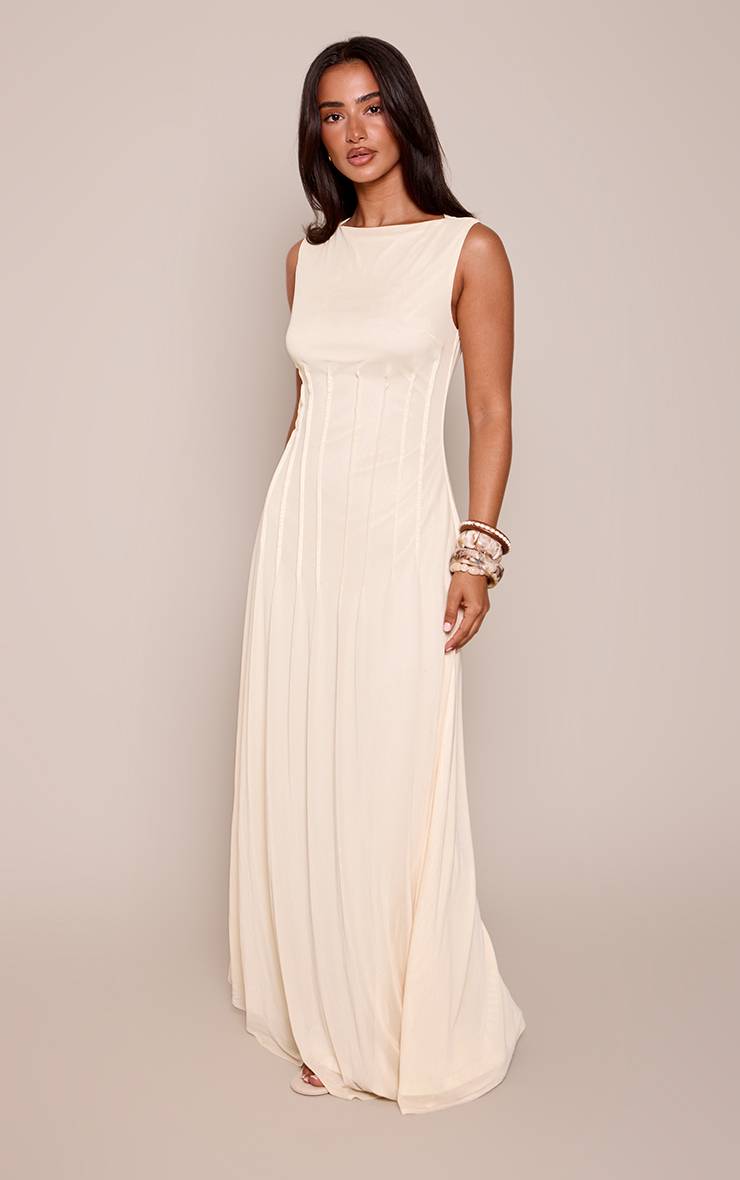 Butter Cream Robe Maxi Petite Beurre Crème Avec Détail De Couture Frontale
