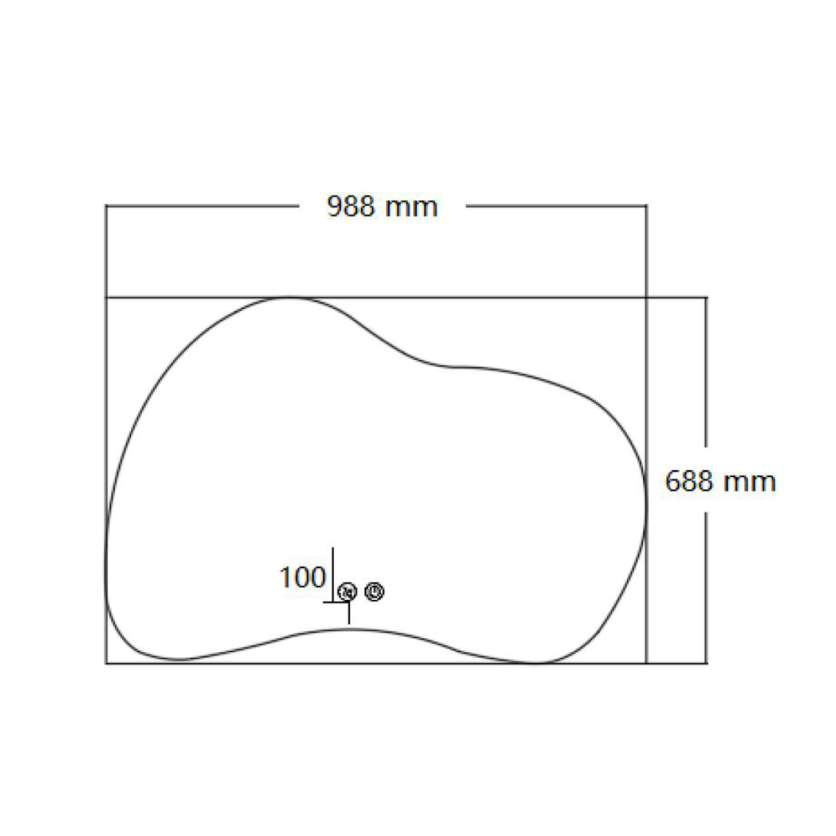 Best Design Strange organische spiegel 100x70cm met verlichting en verwarming