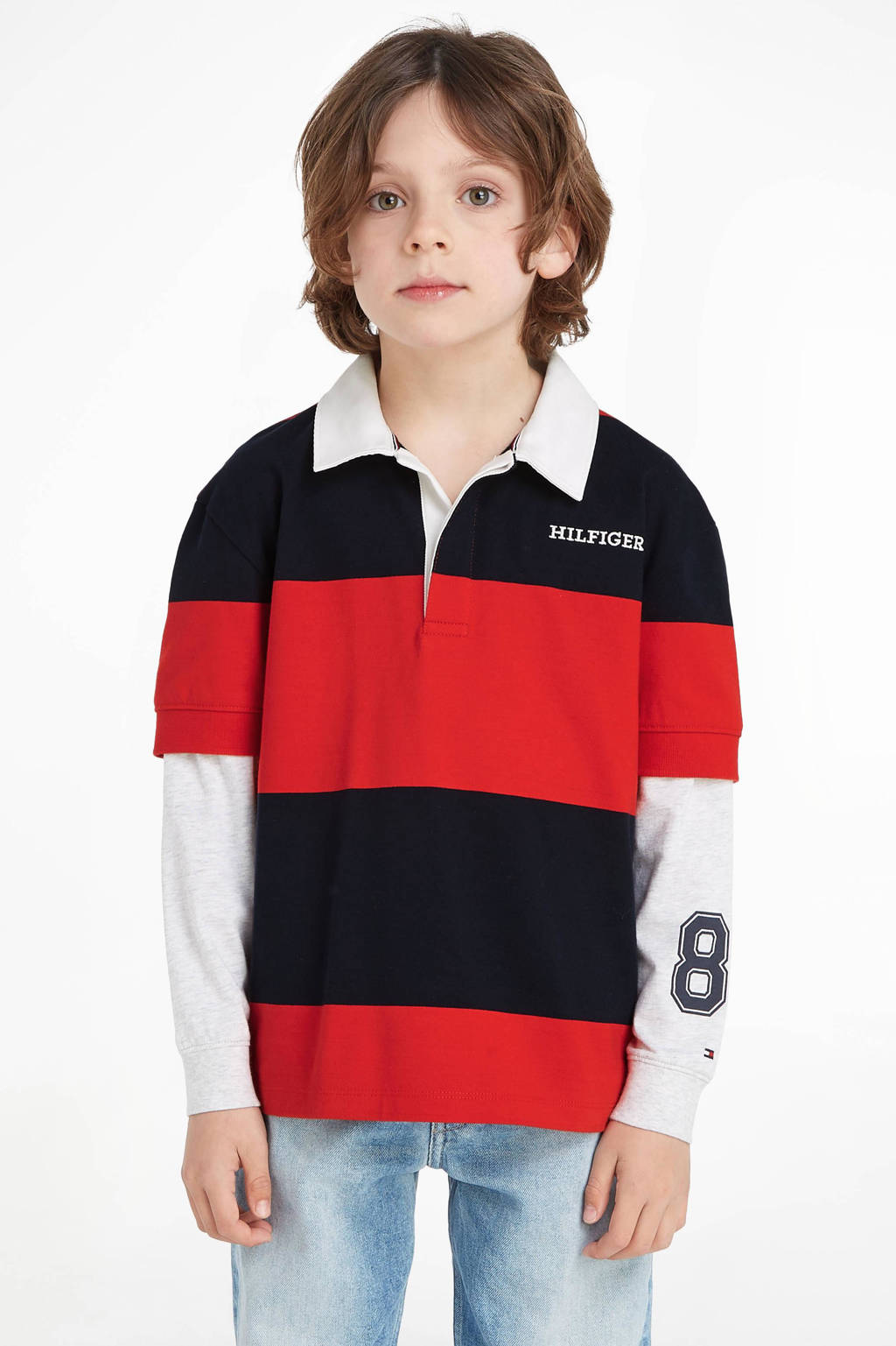 Tommy Hilfiger polo met logo rood/blauw