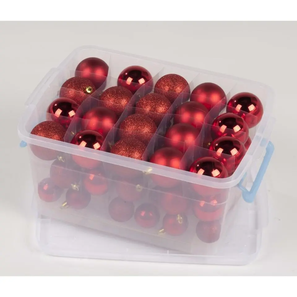 Christmas Gifts Kerstballen - rood - 70x - in opbergbox