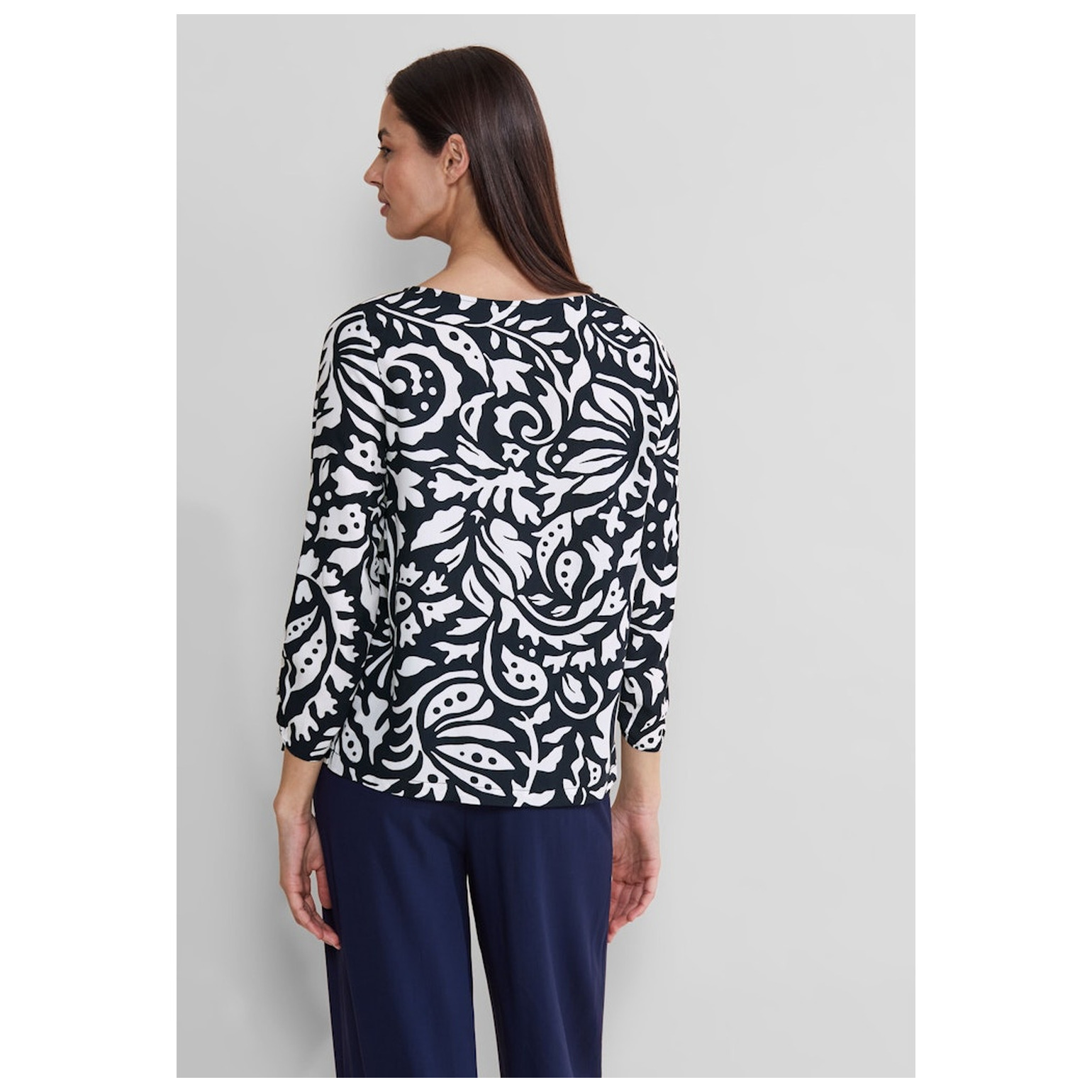 Street One Roundneck blouse w gathered sl