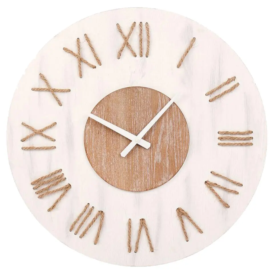 Ostaria Wandklok/muur klok - Maritiem - D50 cm - touw - wit/bruin