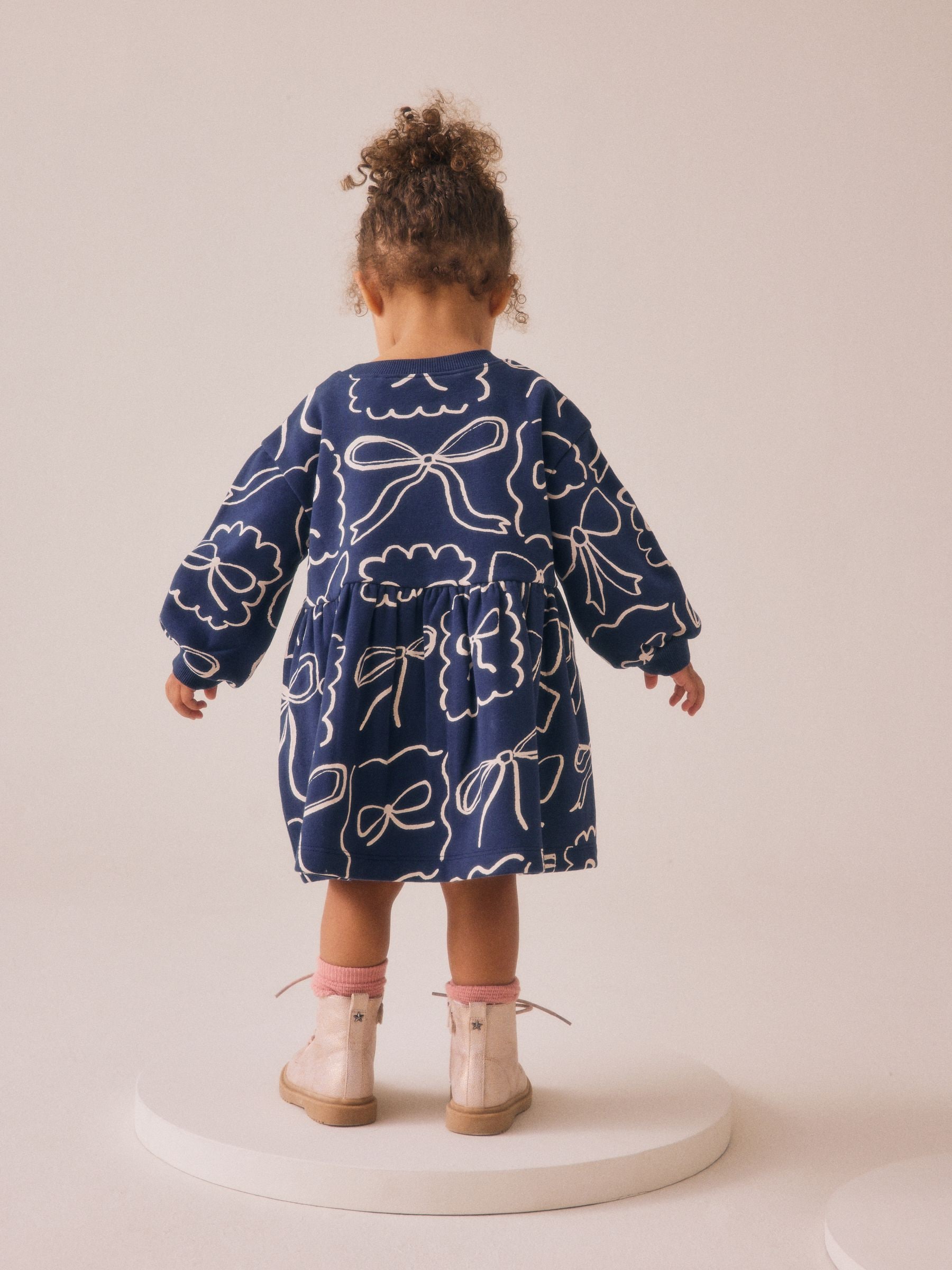 Marineblauw met strikjes - Sweaterjurk (3 mnd-7 jr)