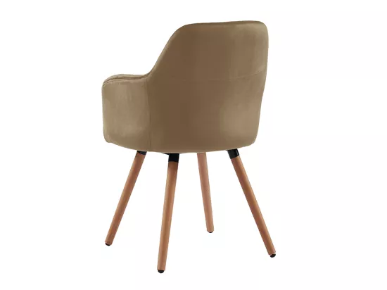 Chaise avec accoudoirs en velours et métal effet bois - Beige - ELEANA