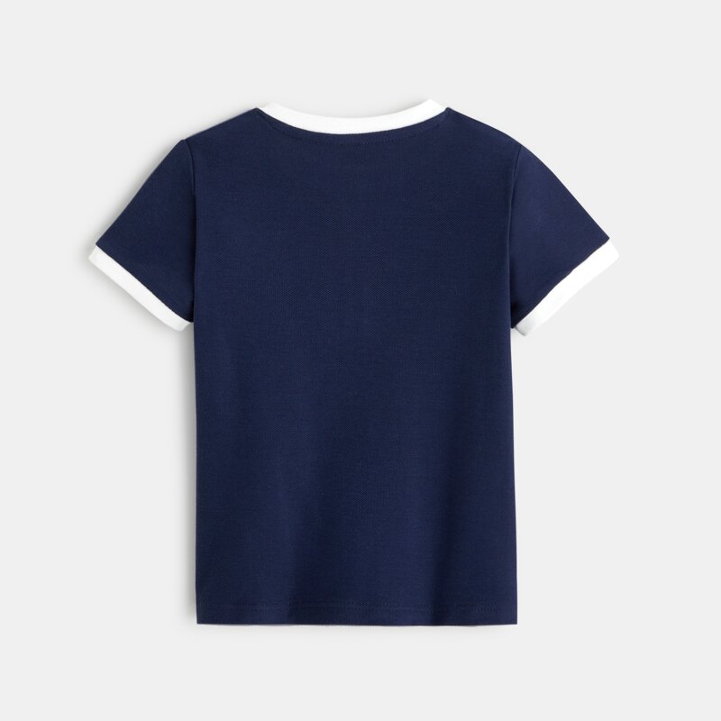 T-shirt col tunisien maille piquée bleu bébé garçon Bleu