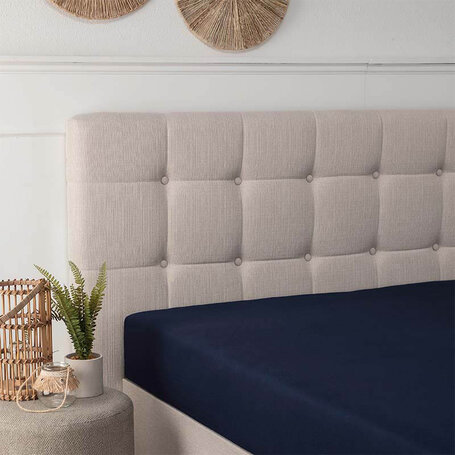 Hoeslaken Bamboe Stretch - Navy