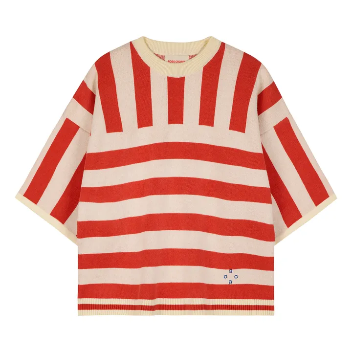 Bobo Choses Pull Manches Courtes Rayures Coton Bio - Collection Femme  | Rouge