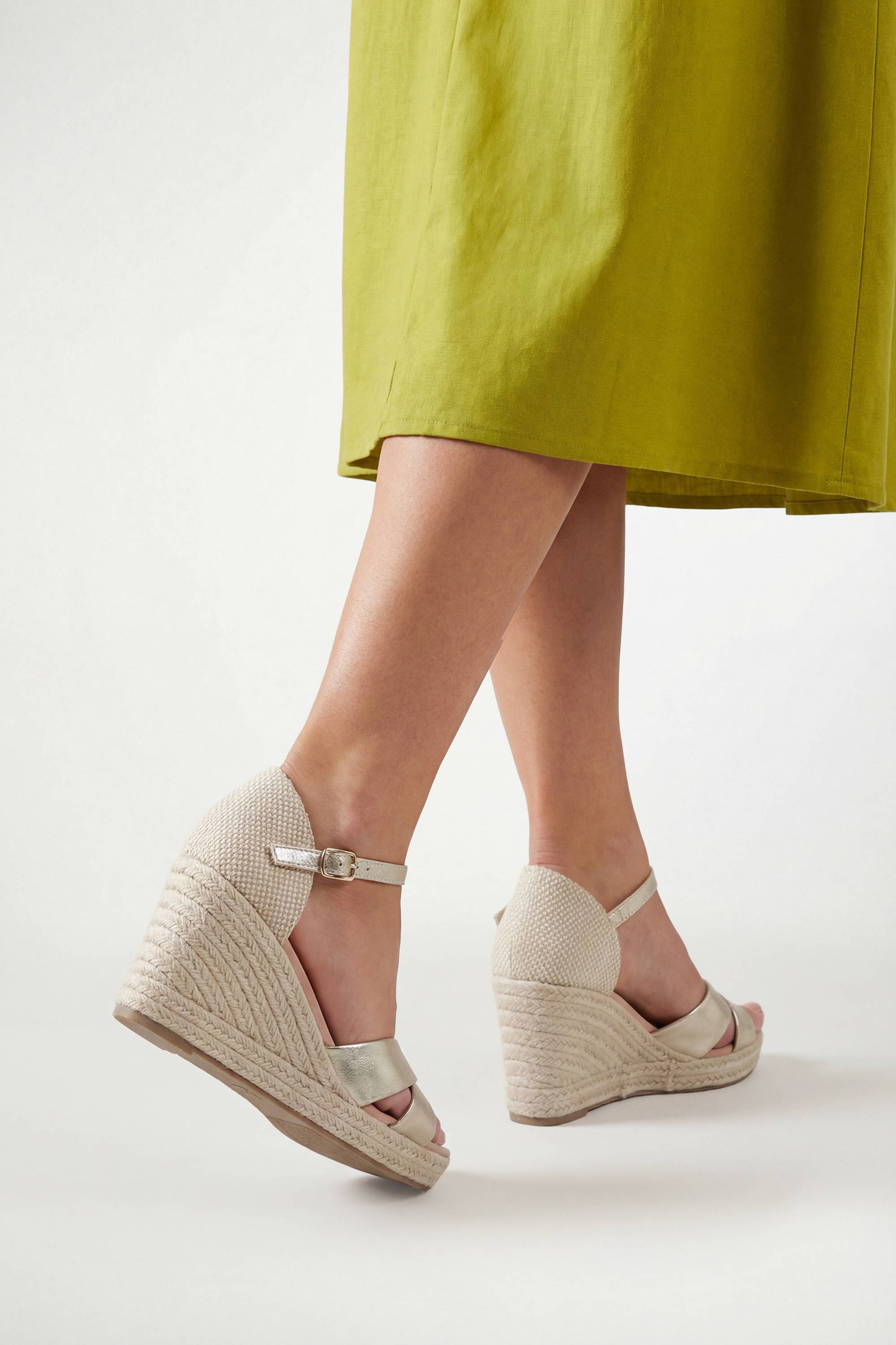Wallis Sandales Compensées Espadrilles Hautes À Brides Croisées Sian Coupe Large
