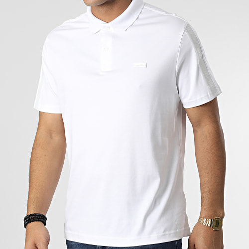 Polo Manches Courtes A Bandes Logo Tape Comfort 0788 Blanc