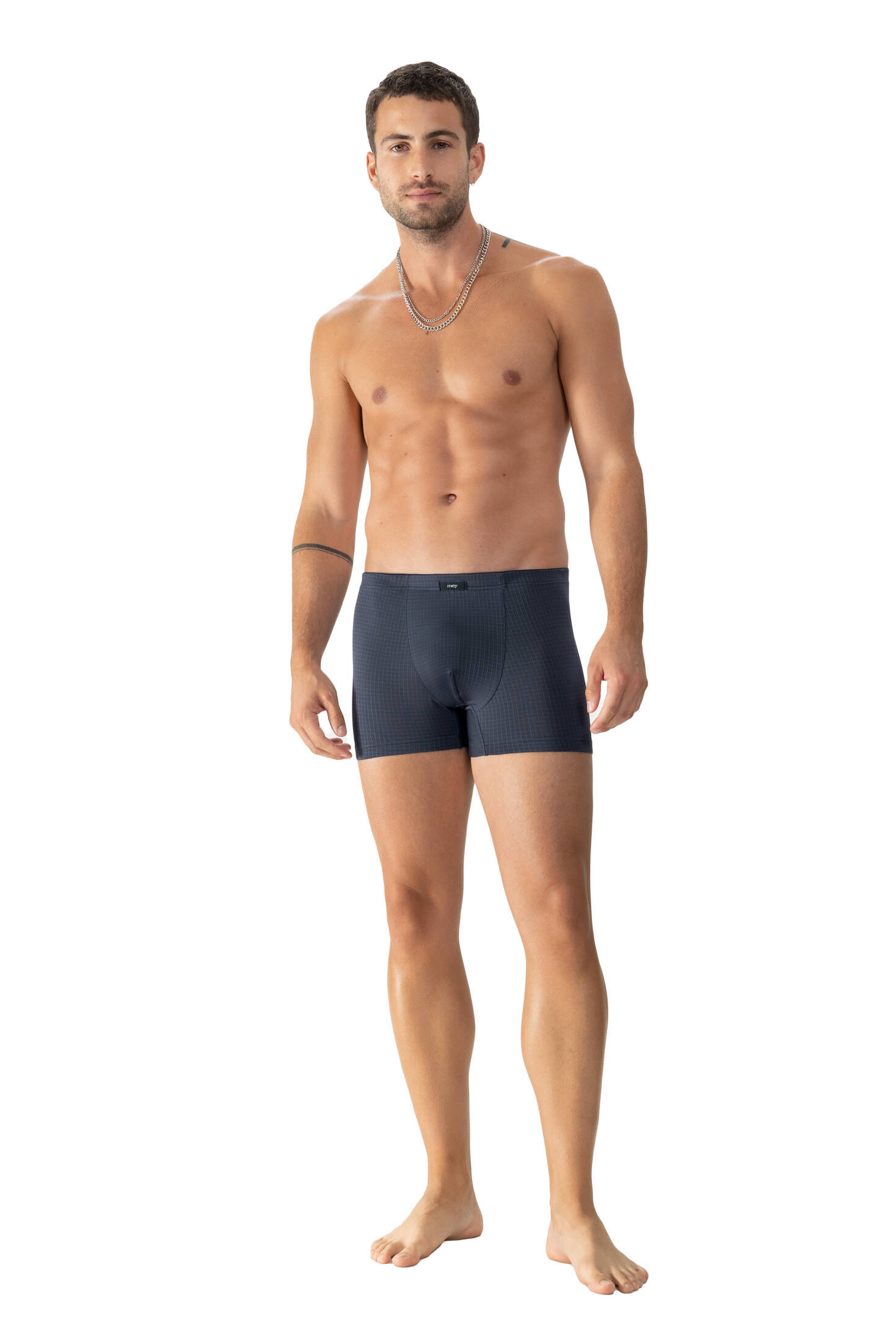 mey| Herren Shorty Serie Blue Check
