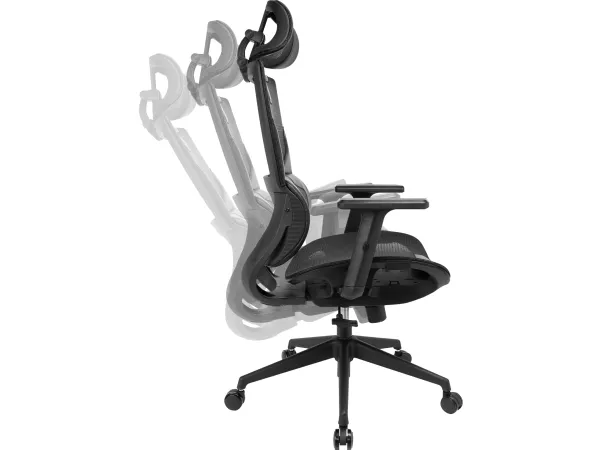Sandberg ErgoFusion - Spillestol - ergonomisk - armstøtter - T-formet - vippe - drejeled - polyuretan-læder, netstof