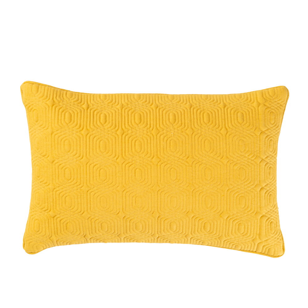 Sierkussen Geo Deco linnen ochre 35x55 cm