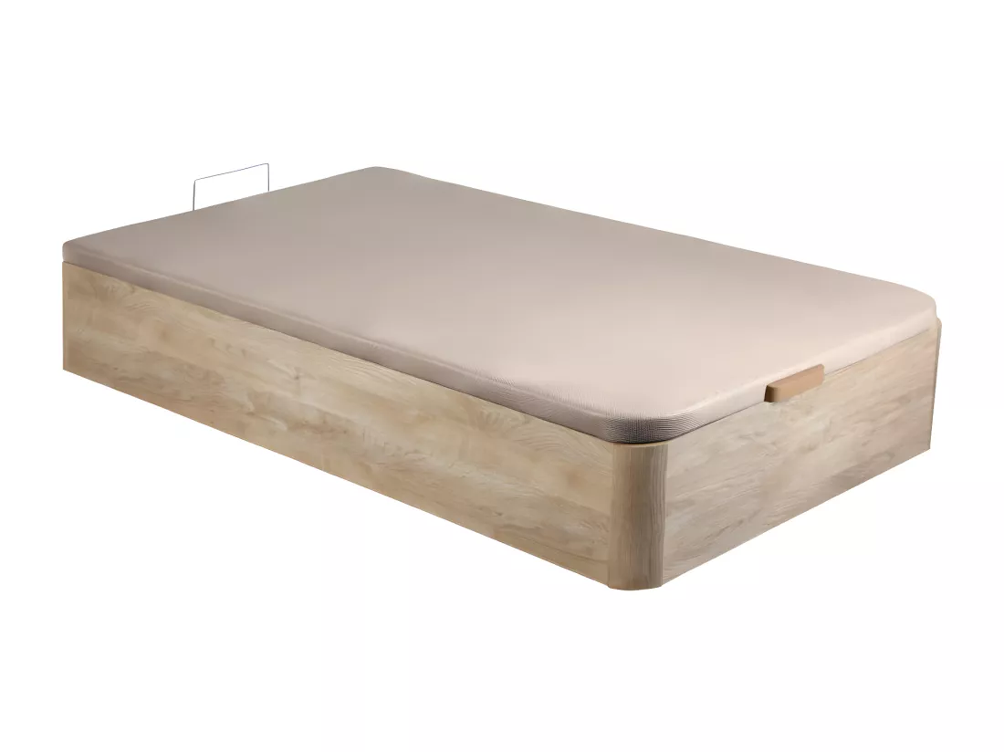 Ensemble 90 x 190 cm sommier coffre naturel clair + matelas mousse ép.15cm - DANAE II de YSMÉE