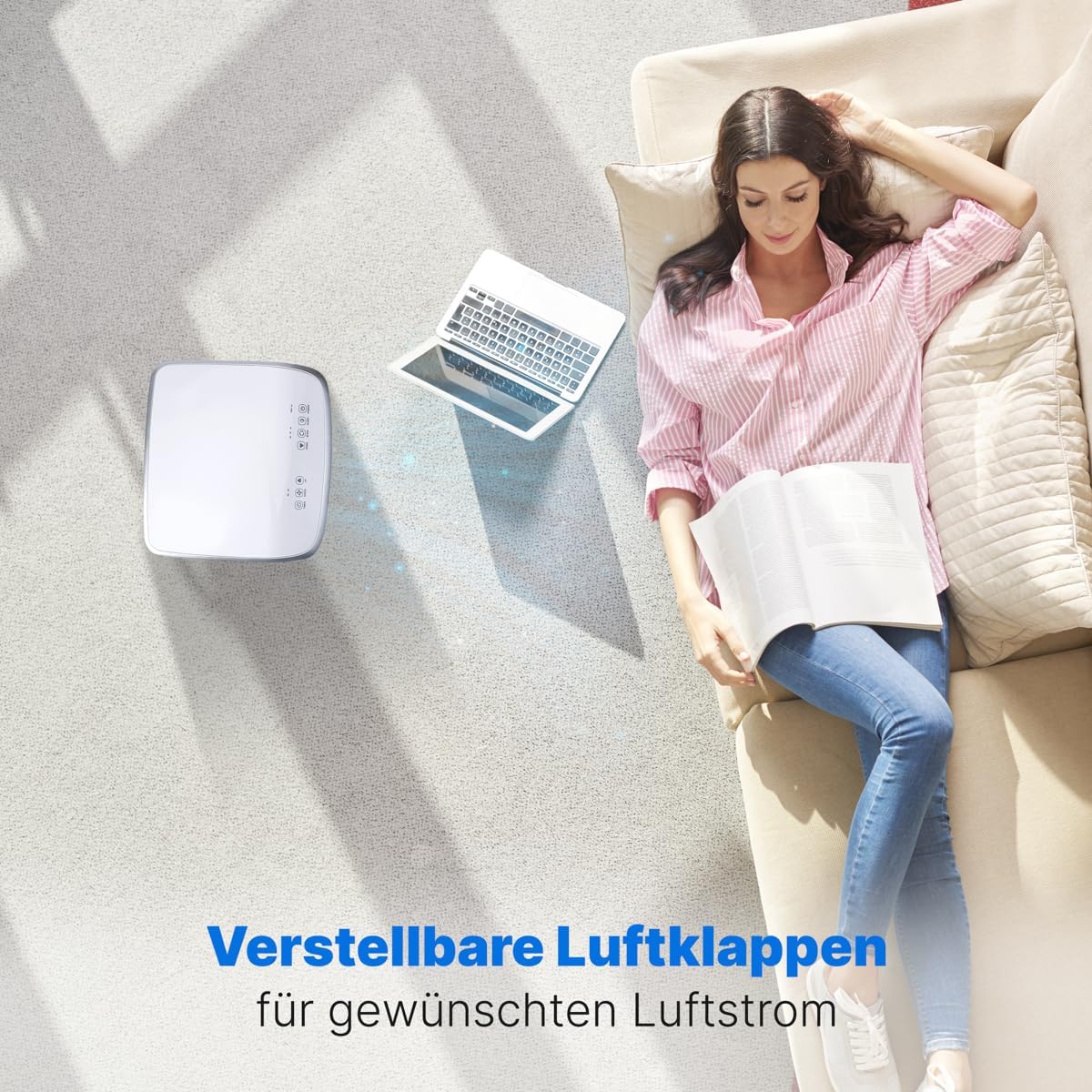 Clatronic® Klimaanlage | mobiles Klimagerät | für Räume bis ca. 28qm | Kühlen, Entfeuchten, Ventilieren | mobiles Klimagerät leise | 7.000 BTU | Klimaanlage mobil | mit Timer | CL 3831