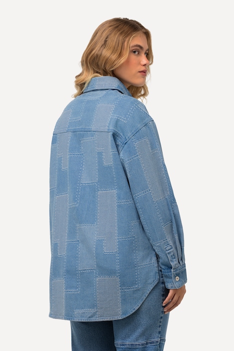 Jeanshemd, Patchlook, Oversized, Hemdkragen, Langarm