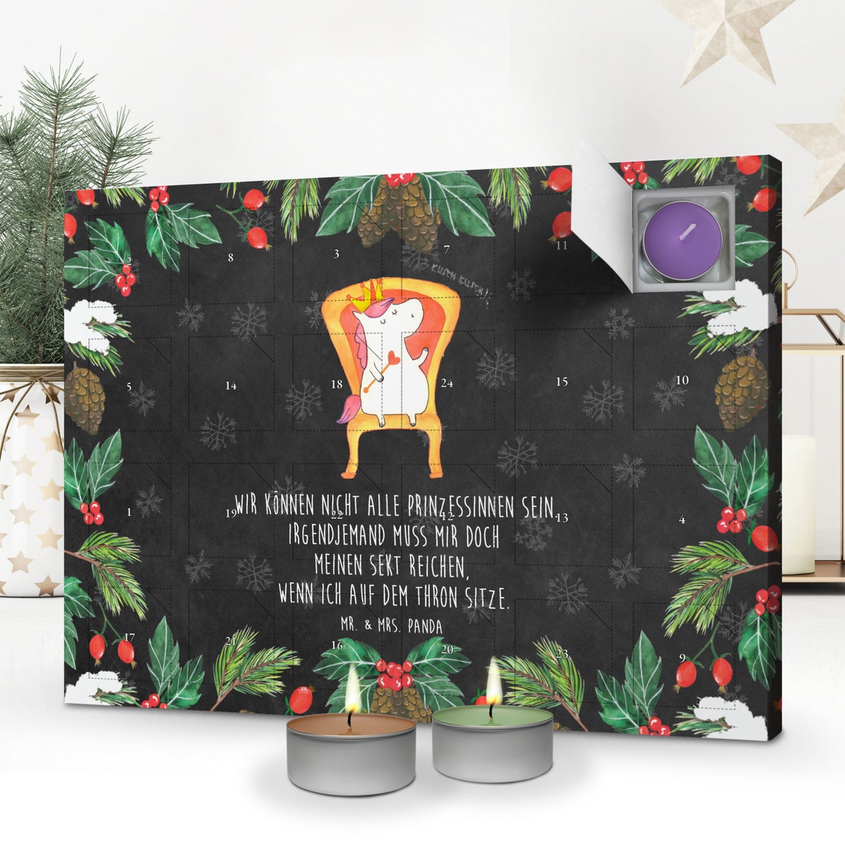 Mr. & Mrs. Panda Geurkaars Adventskalender Eenhoornkoning - Zwart