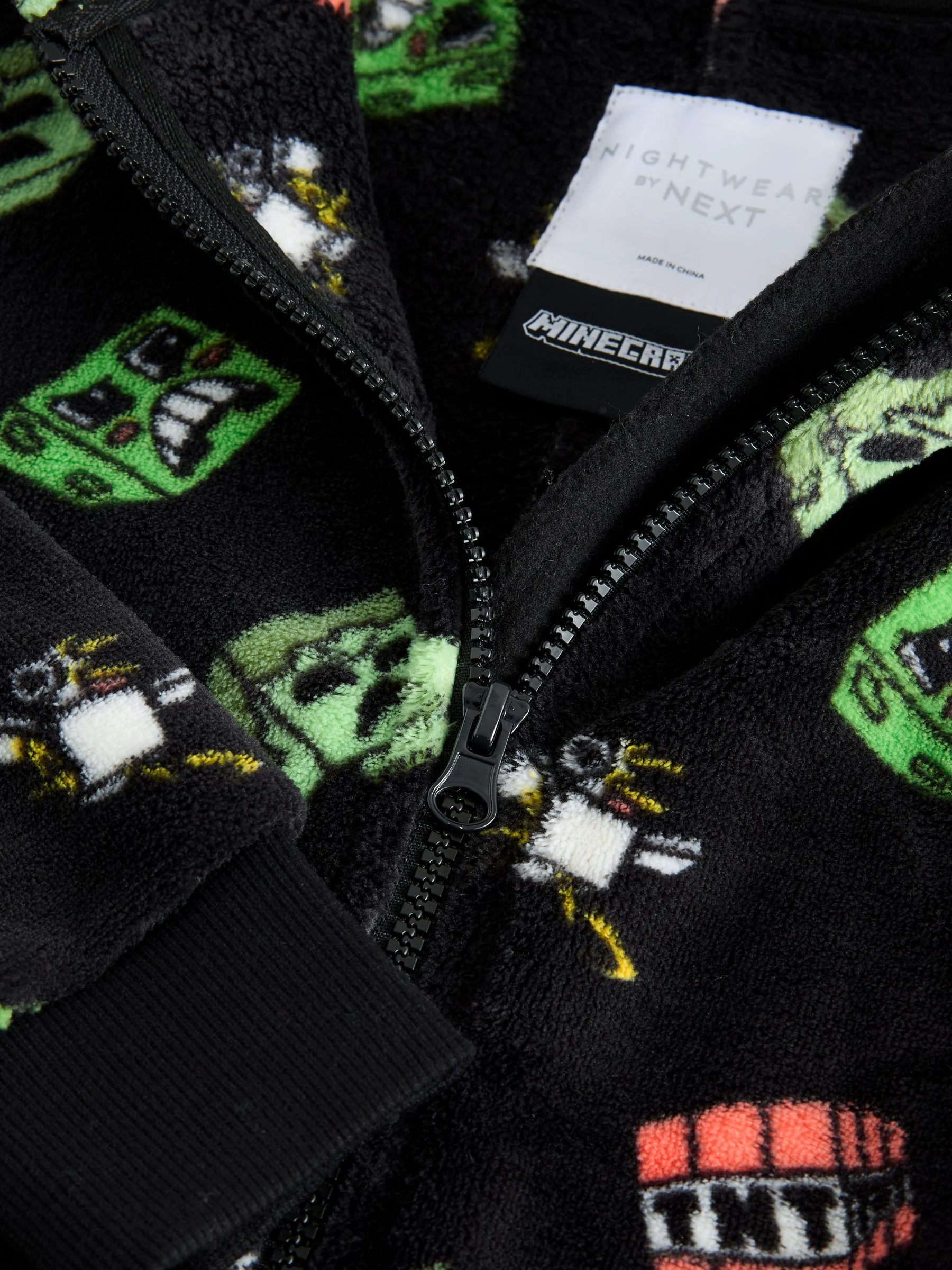 Zwart Minecraft - Fleece onesie met licentie (4-16jr)