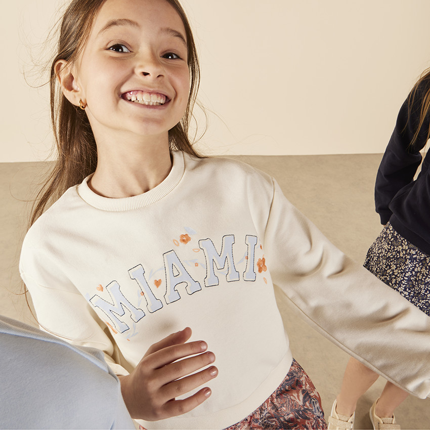 Sweat crop top oversize print Miami pour fille