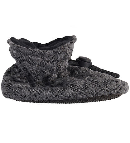 Melton Krabbelschuhe - gesteppt - Dark Grey Melange