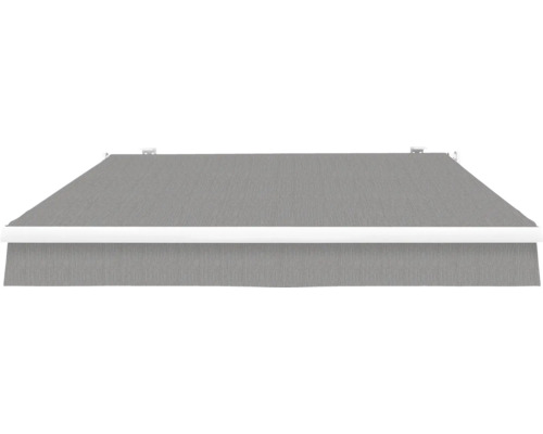 SOLUNA knikarmscherm Proof 2,5x2 Stofdesign 8396 Frame RAL 9010 Zuiver Wit Aandrijving rechts incl. slinger