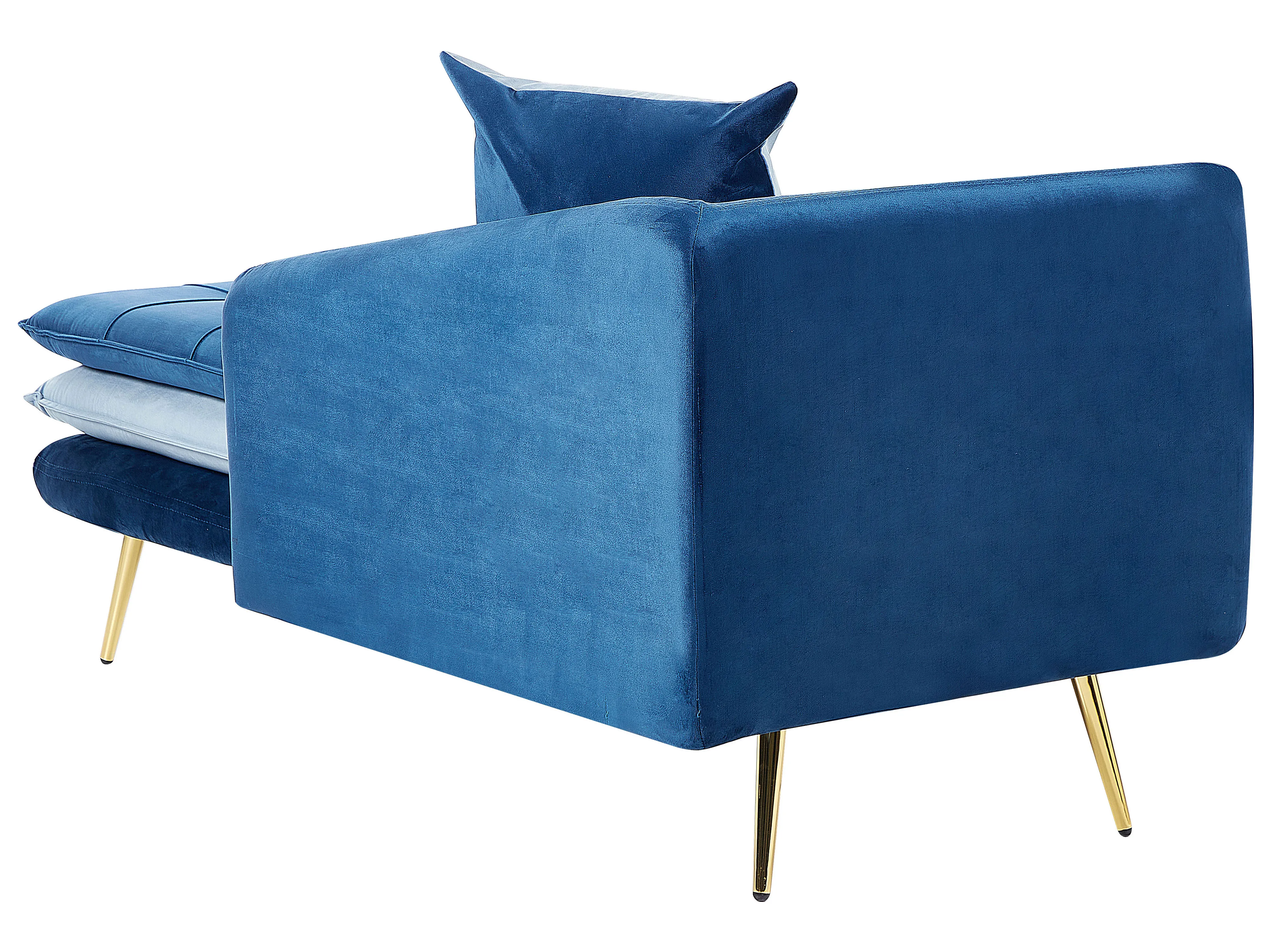 Linkszijdige chaise longue GONESSE Fluweel Blauw