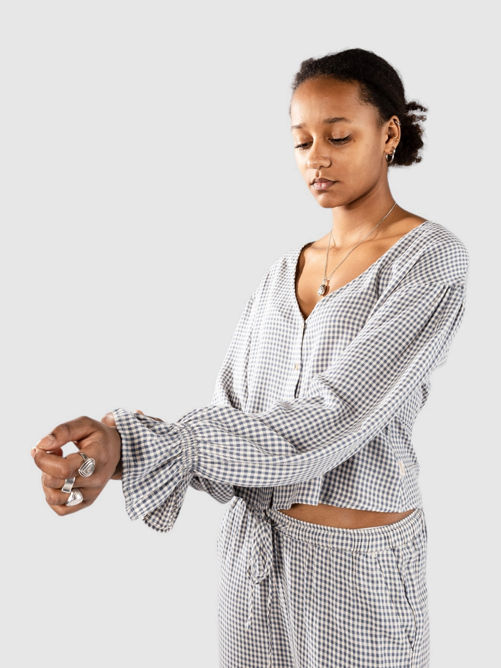 Brixton The Meadow Blouse Shirt azure blue gingham