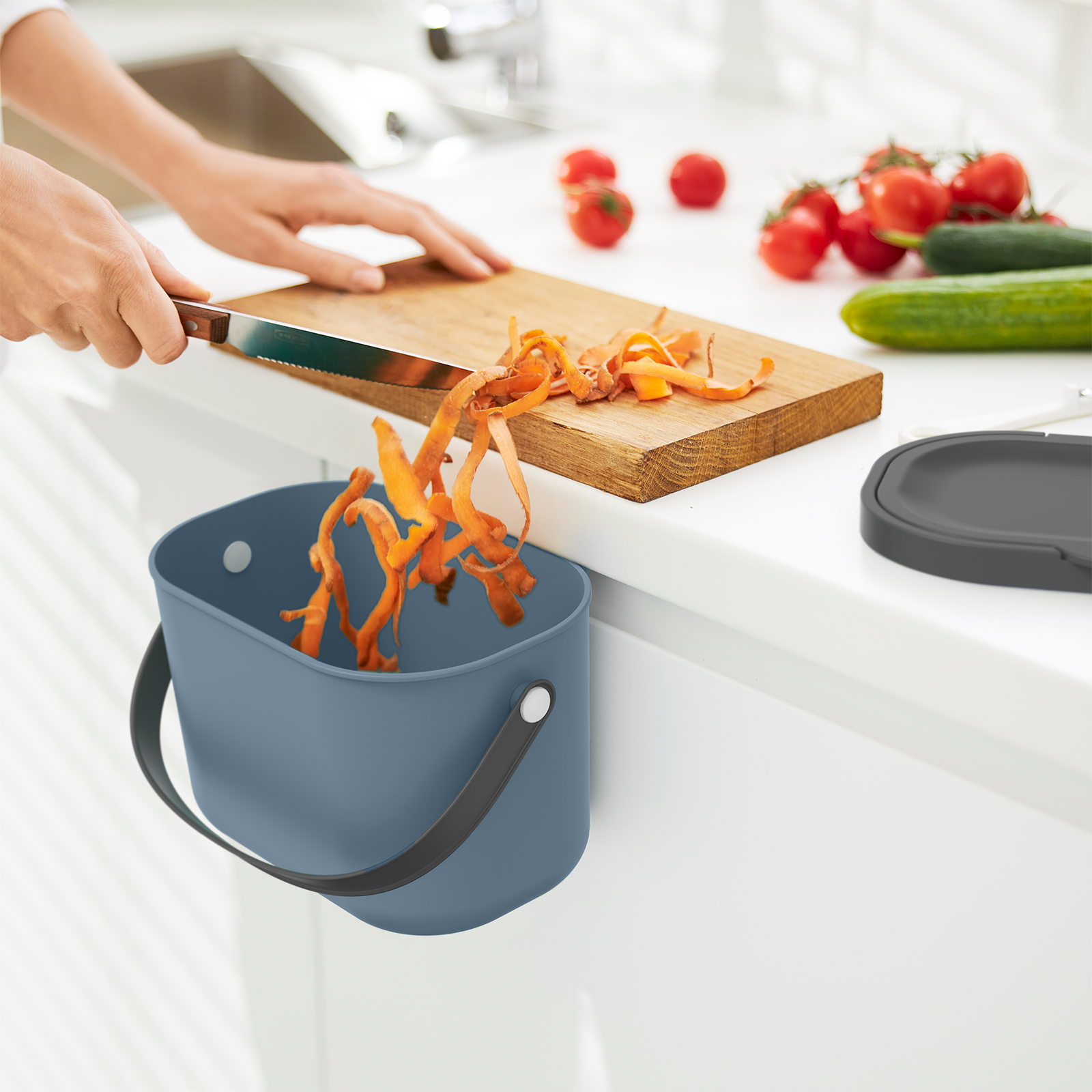 (3.2l) ALBULA Bio Abfall Behälter Küchen Mülleimer (1054606161) - Horizon Blue