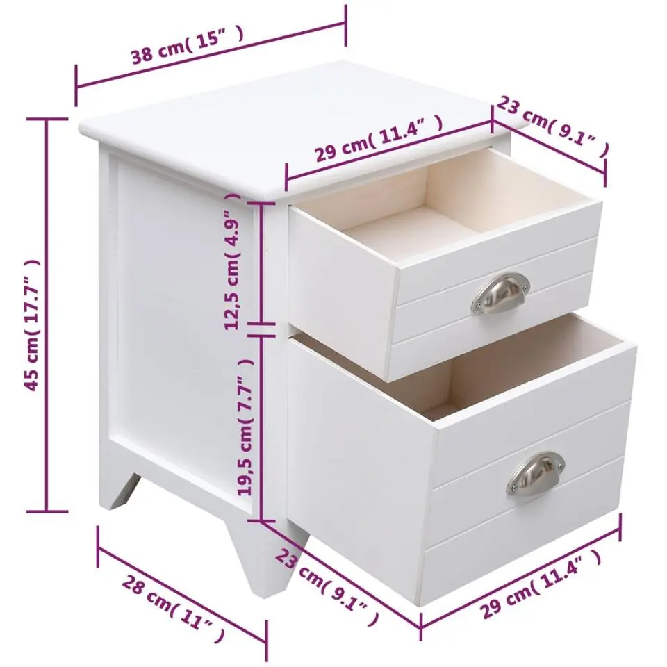 vidaXL - Kast - Wit - Paulowniahout - 2 stuks