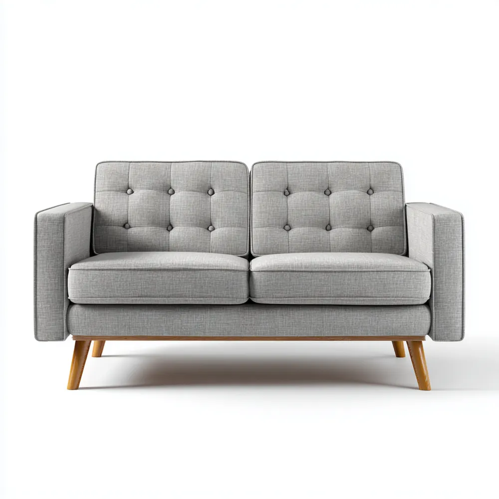 2-Sitzer-Sofa Leinenstoff 150x85x80 cm – Hellgrau – Skandinavisches De