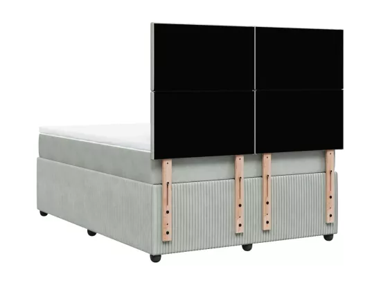 Sommier à lattes de lit et matelas Gris clair 140x190cm Velours