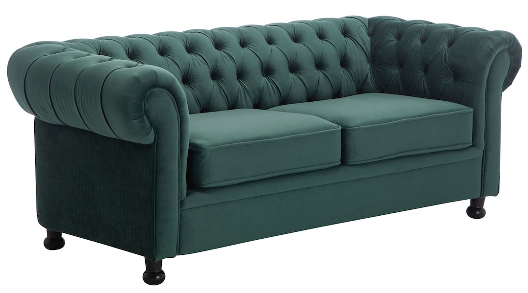 Sofa 3-Sitzer LONDON Stoffbezug dunkelgrün