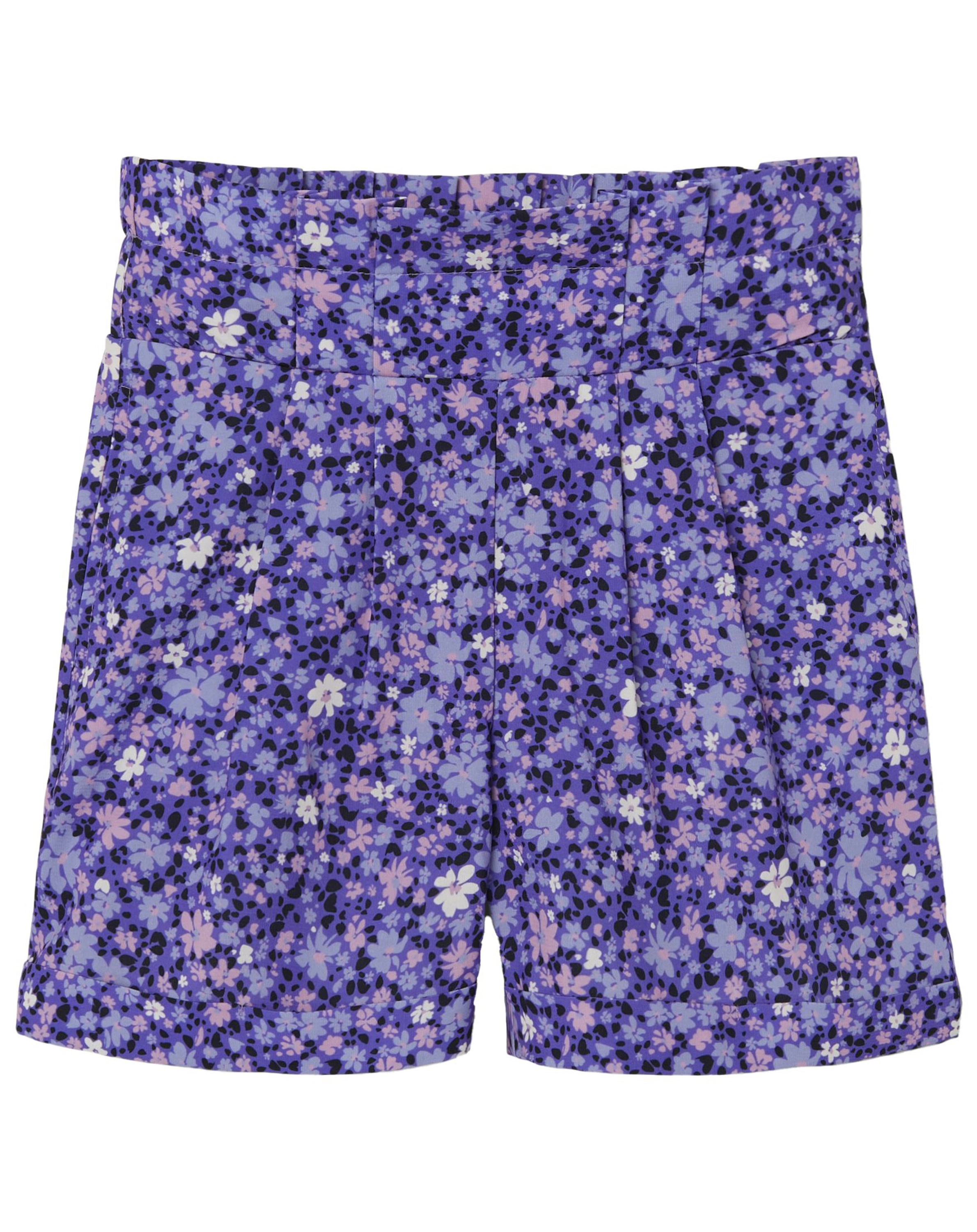 Paperbag-Shorts NKFFANN geblümt in purple opulence