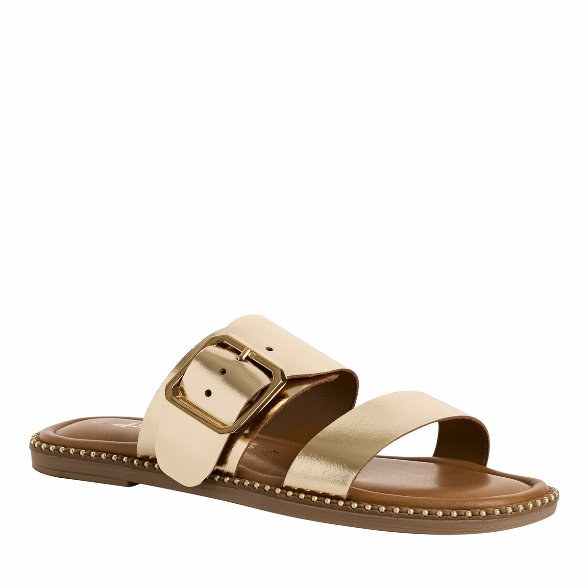TAMARIS<br>Mules de couro planas