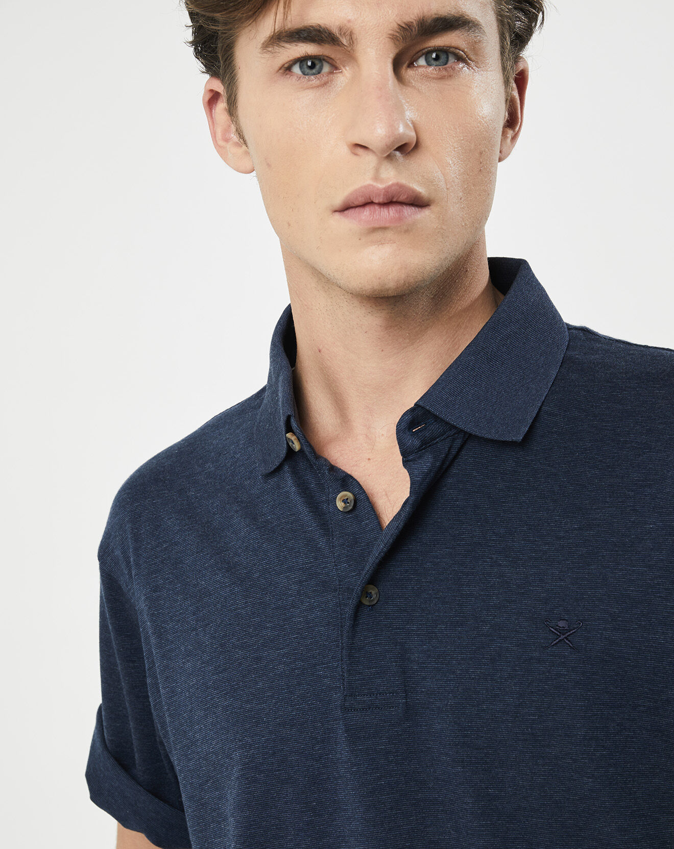 Hackett London Polo chiné mercerisé Classic Fit bleu