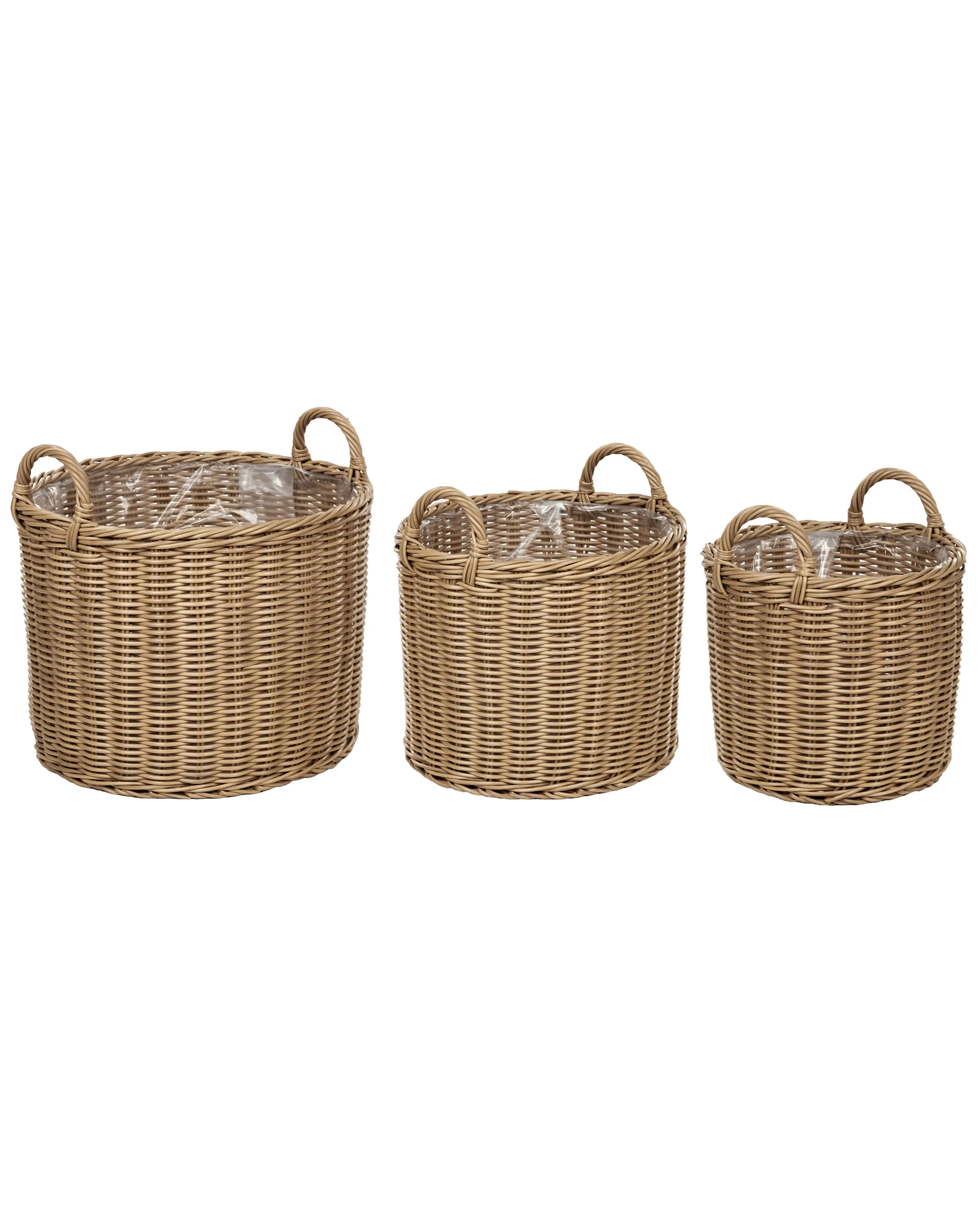 Set van 3 bloempotten PENDULA PE rotan 33/37/45 cm Natuurlijk