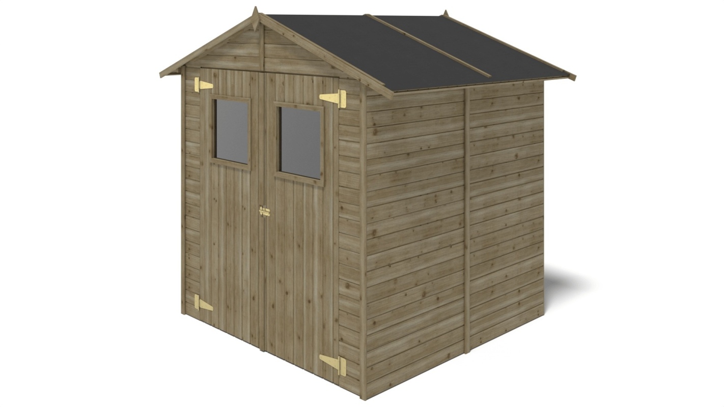 Abri de jardin en bois 3,46 m2 - 1,90x1,82 m - traité - couleur: vert