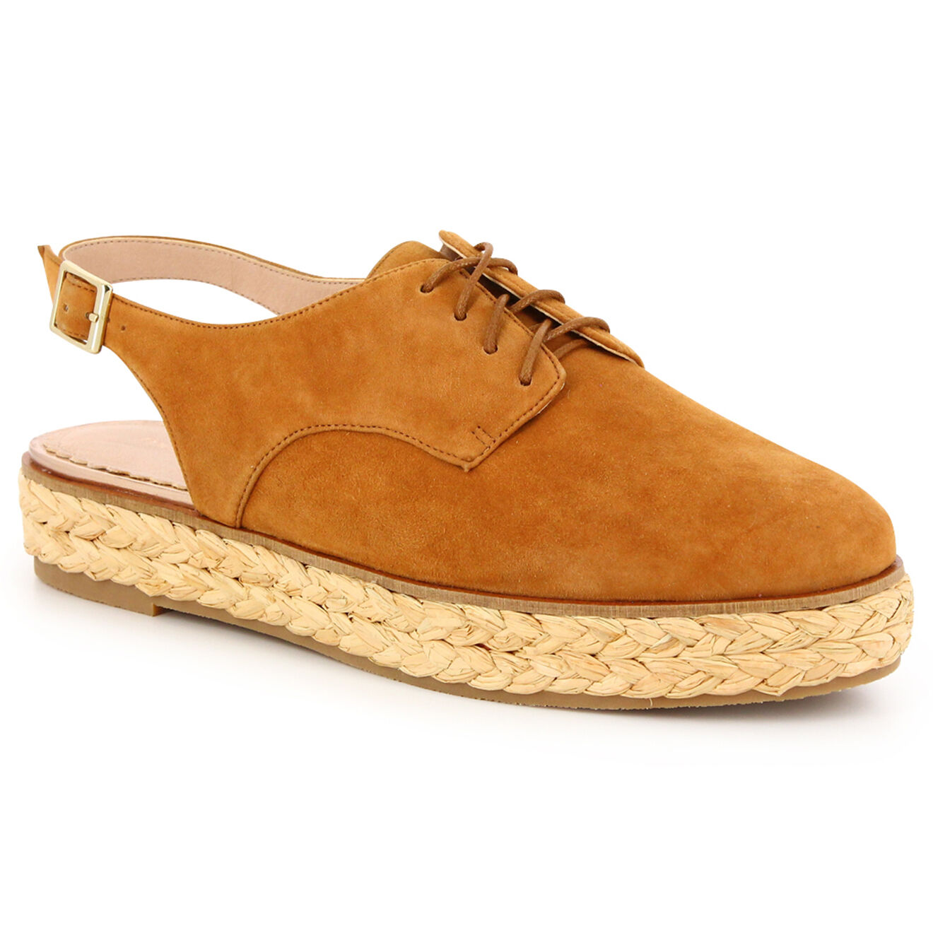 Mellow Yellow Derbies en Velours de Cuir camel