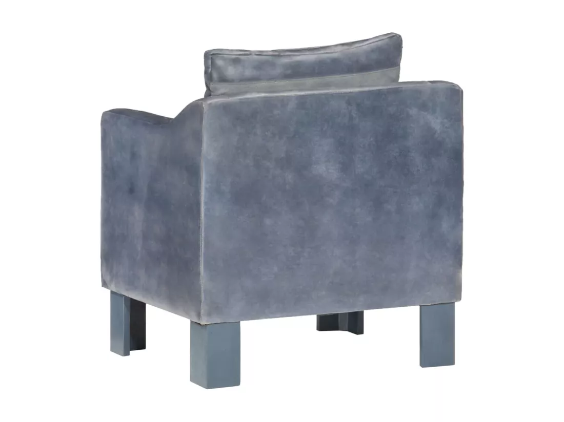 Chaise cabriolet Gris cuir véritable