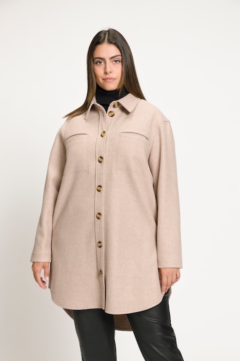 Flanell-Shaket, Shirtjacke, Oversized, Hemdkragen, Langarm