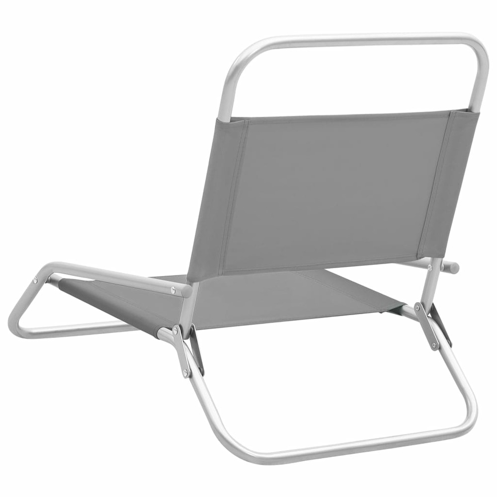 Chaises de plage pliables 2 pcs gris tissu