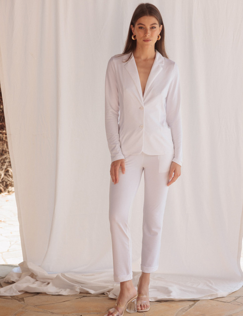 HBT WAFFLE | CHELSEA PANTALON BLANC