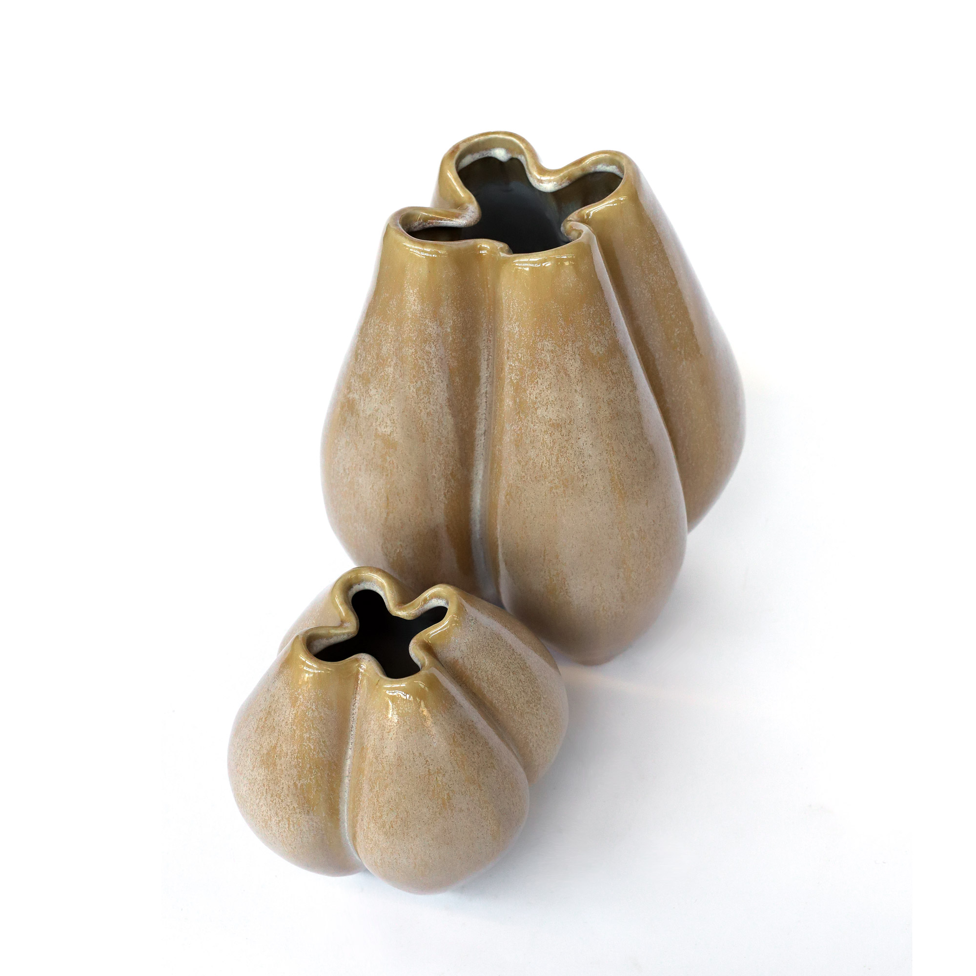 Keramikvase 'Twins', braun, H 18,5 cm, B 18,5 cm, L 18 cm von fischer's lagerhaus