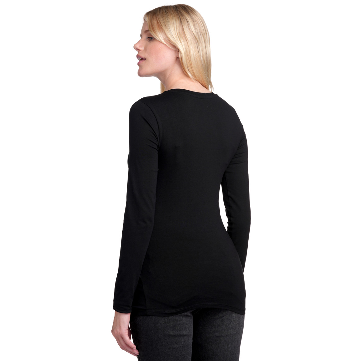 Gina Benotti Damen Langarmshirt im Basic-Look schwarz
