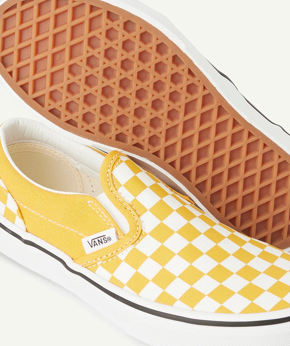 VANSchaussures classic slip-on enfant imprimé checkerboard jaune