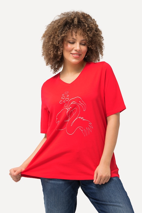 T-Shirt, Metallic-Tier, Classic, V-Ausschnitt, Halbarm
