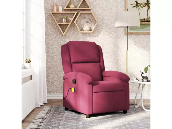 Fauteuil massant inclinable rouge bordeaux velours